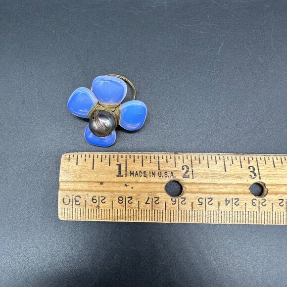 Opalite Ring Copper Wire Flower Power Handmade Floral Blue Purple Size 6.5 - Picture 8 of 8